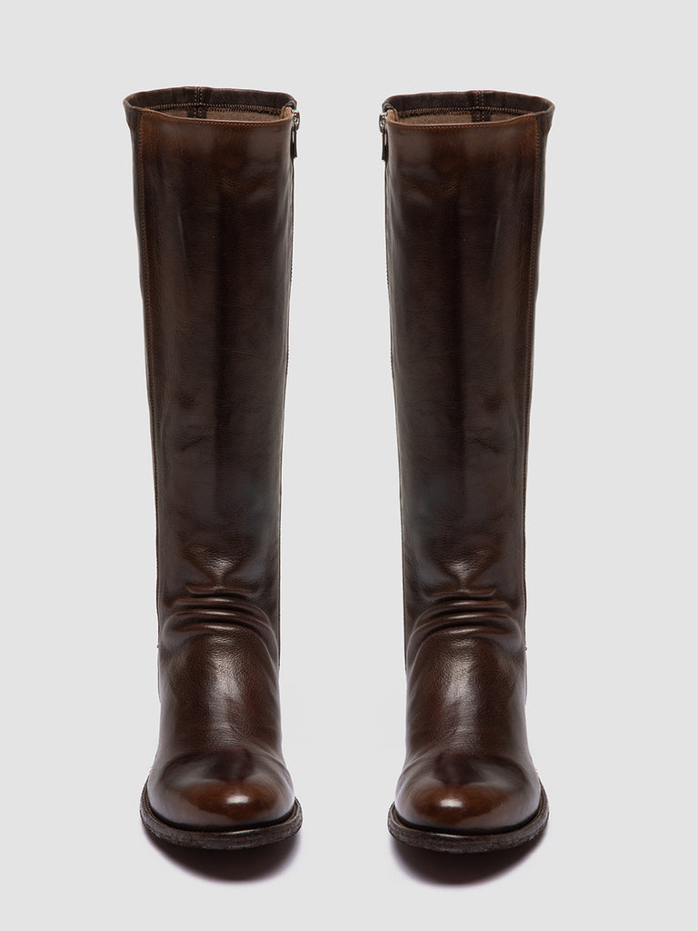 LISON 035 - Brown Stretch Leather Boots