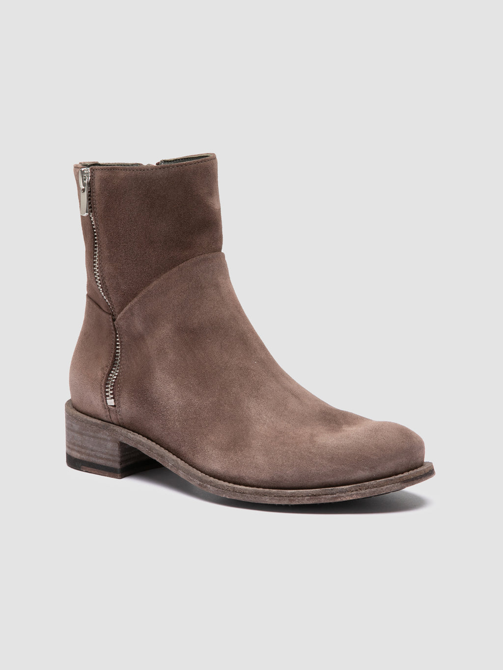 LISON 066 - Taupe Suede Zipped Boots - image 3,side view