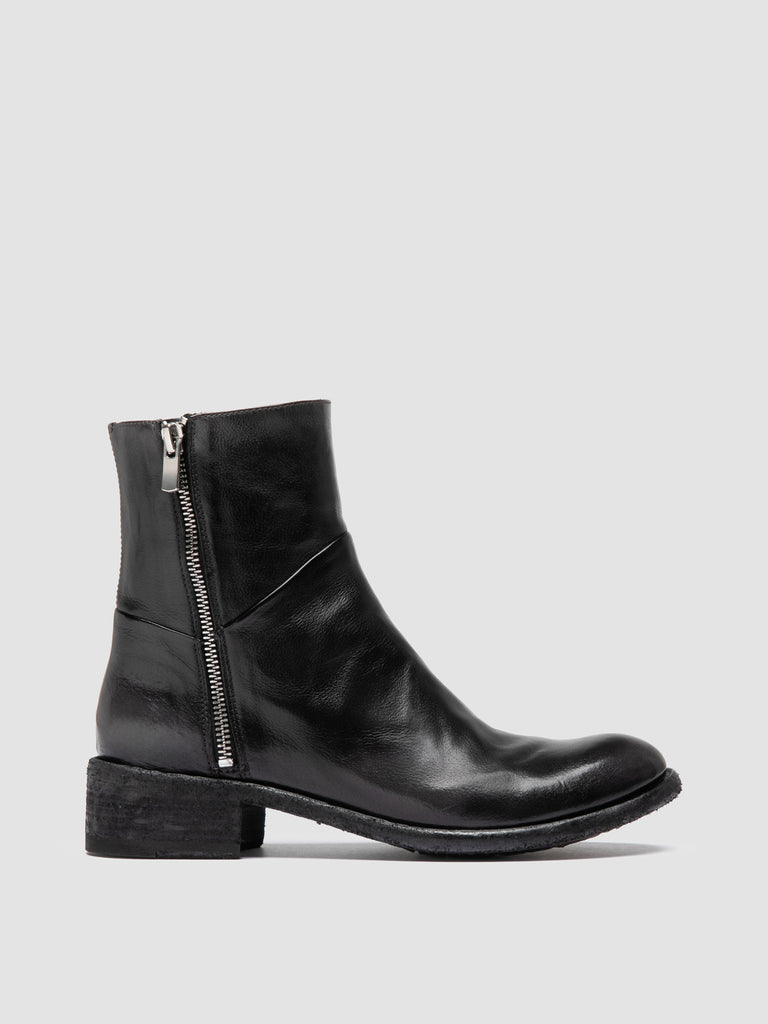 LISON 066 - Grey Leather Zipped Boots
