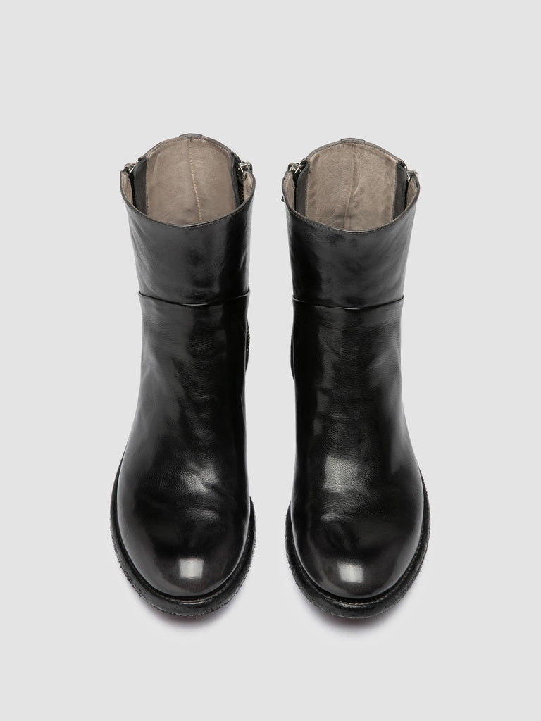 LISON 066 - Grey Leather Zipped Boots