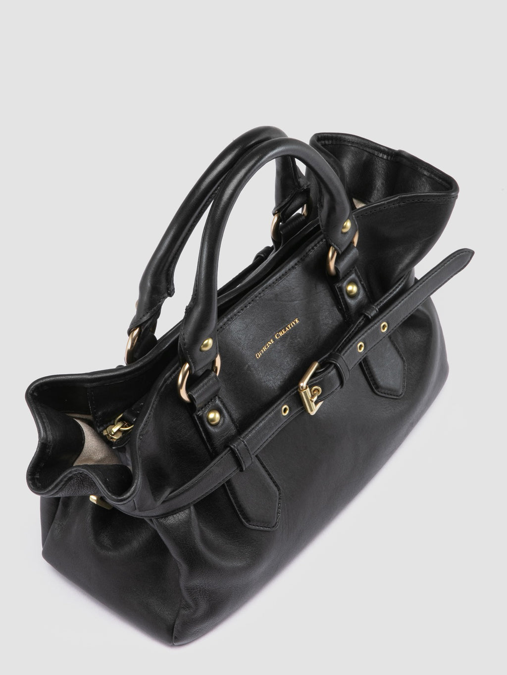 MEG 002 - Schwarze Henkeltasche aus Leder - image 2,side view