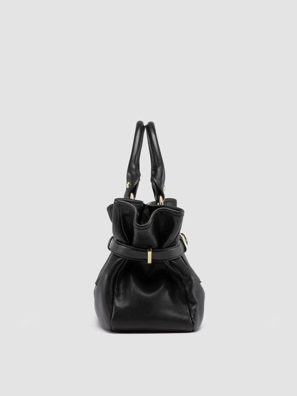 MEG 002 - Schwarze Henkeltasche aus Leder - image 3,side view