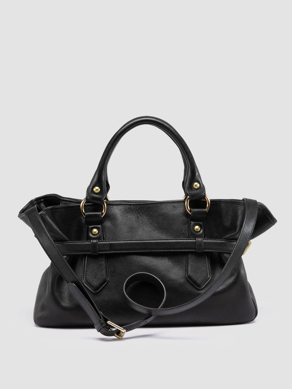 MEG 002 - Schwarze Henkeltasche aus Leder - image 4,side view