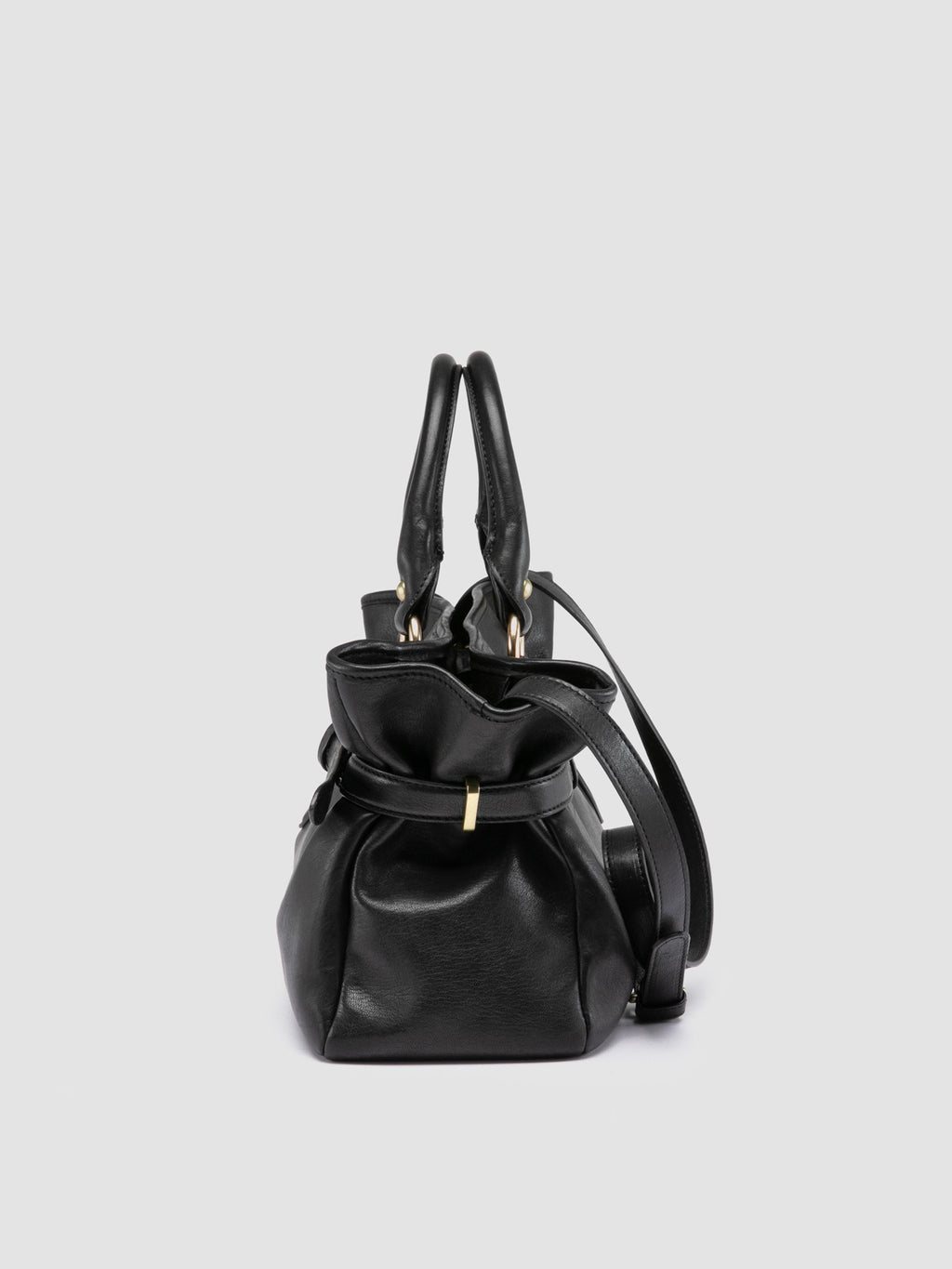 MEG 002 - Schwarze Henkeltasche aus Leder - image 5,side view