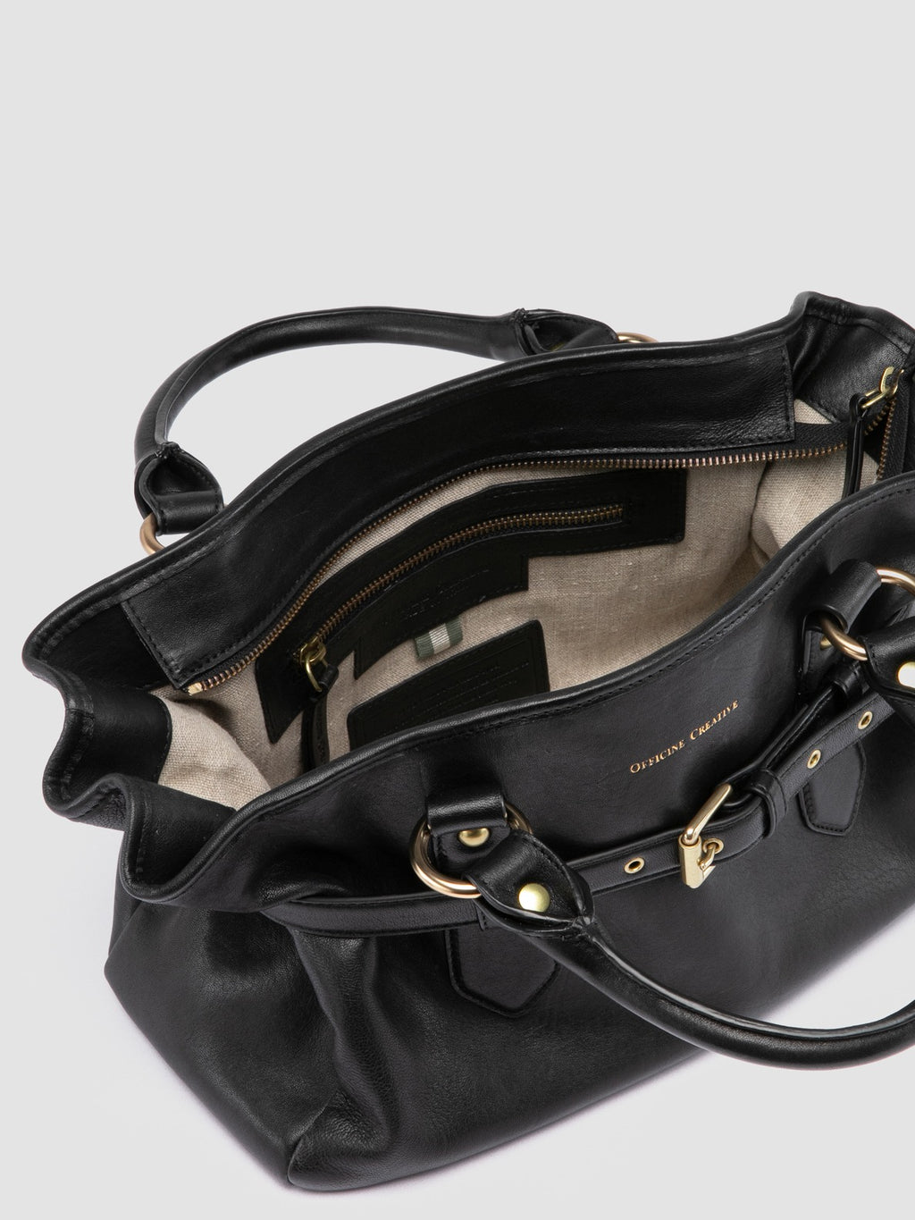 MEG 002 - Schwarze Henkeltasche aus Leder - image 6,side view