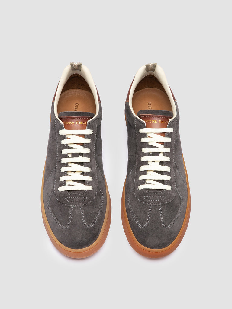 MILITIA 002 – Graue Low-Top-Sneakers aus Wildleder und Leder