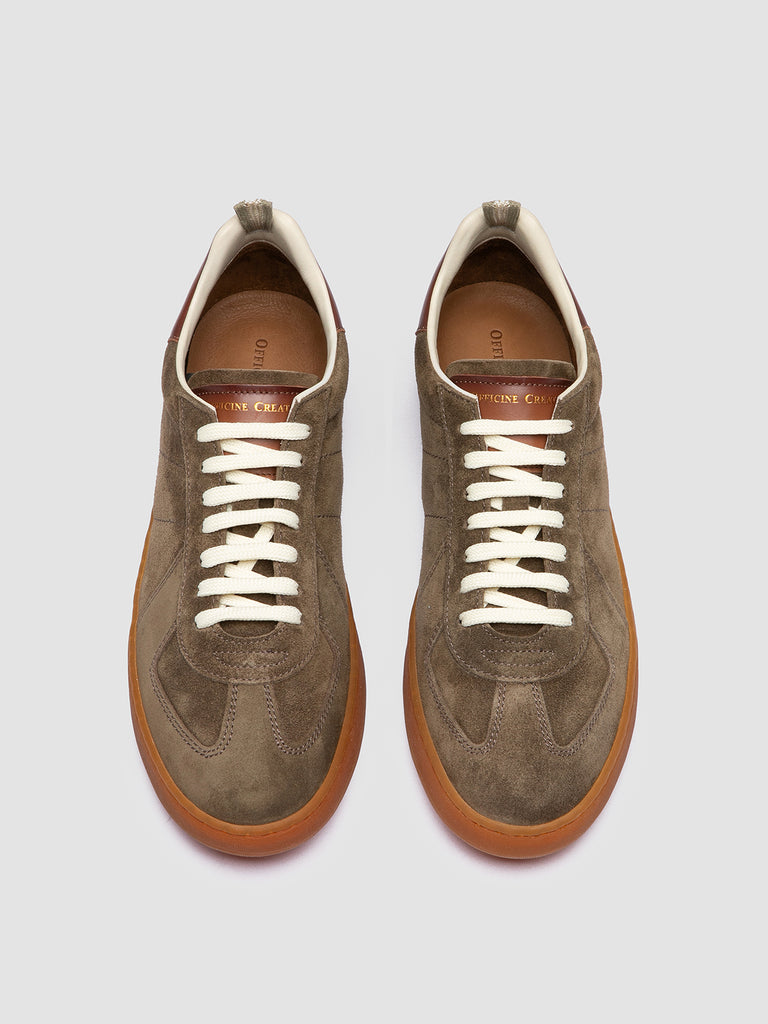 MILITIA 002 – Grüne Low-Top-Sneakers aus Wildleder und Leder