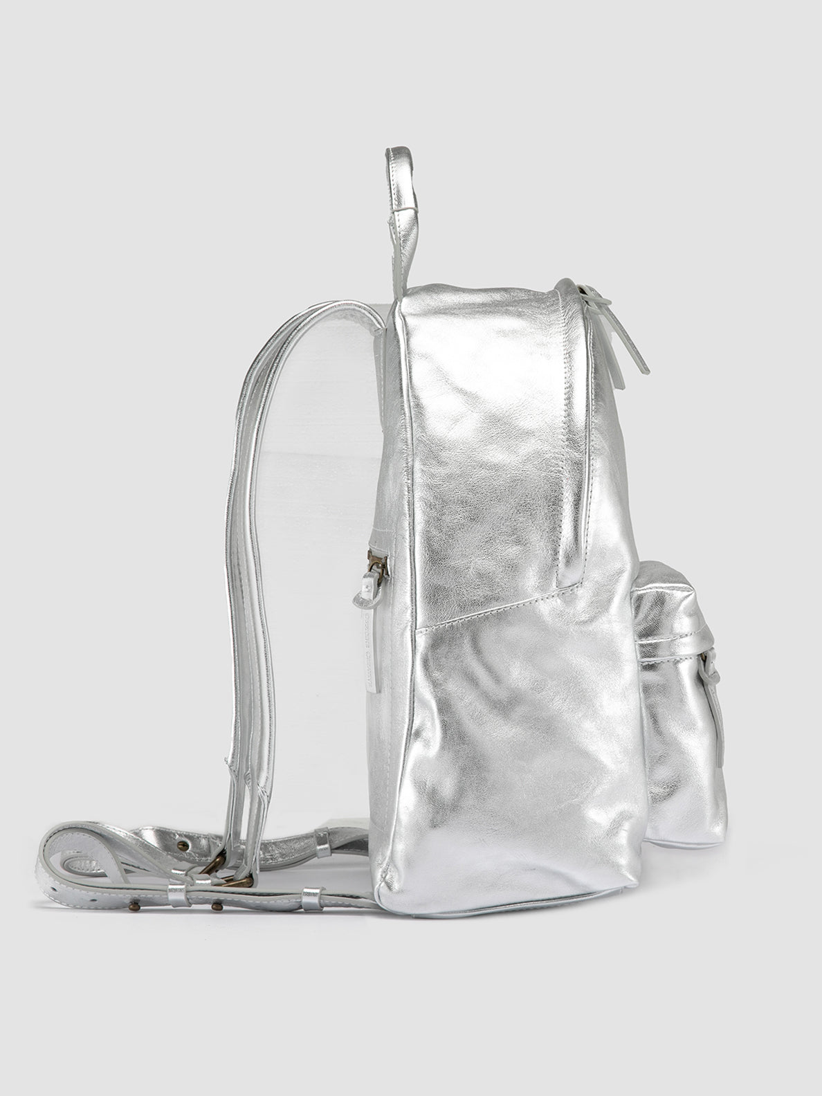 MINI PACK - Silver Leather Backpack