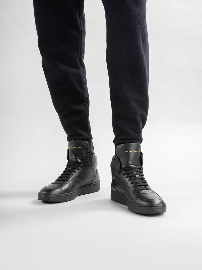 MOWER 012 - Black Leather High Top Sneakers Men Officine Creative - 1