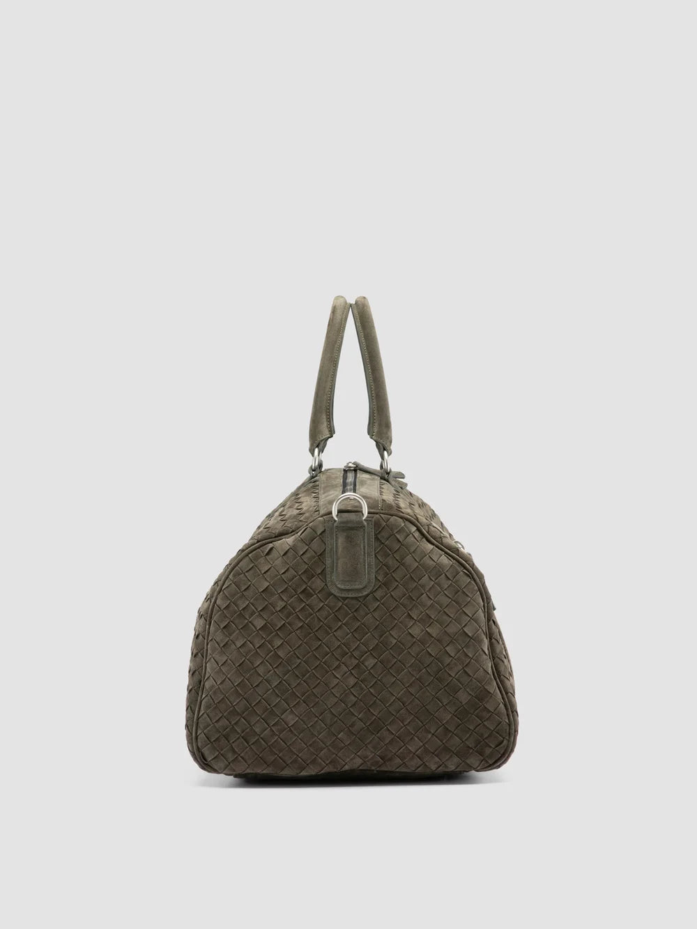 ARMOR 01 - Grüne Wochenendtasche aus gewebtem Wildleder - image 4,side view