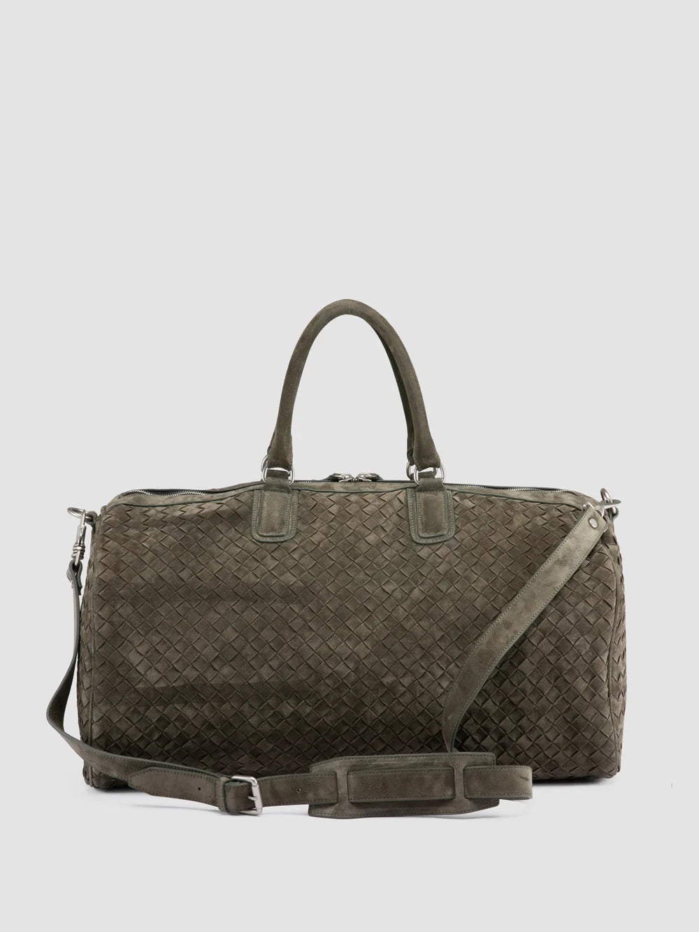 ARMOR 01 - Grüne Wochenendtasche aus gewebtem Wildleder - image 5,side view
