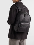 ARMOR 04 - schwarzer Rucksack aus gewebtem Leder - thumb image 2,side view