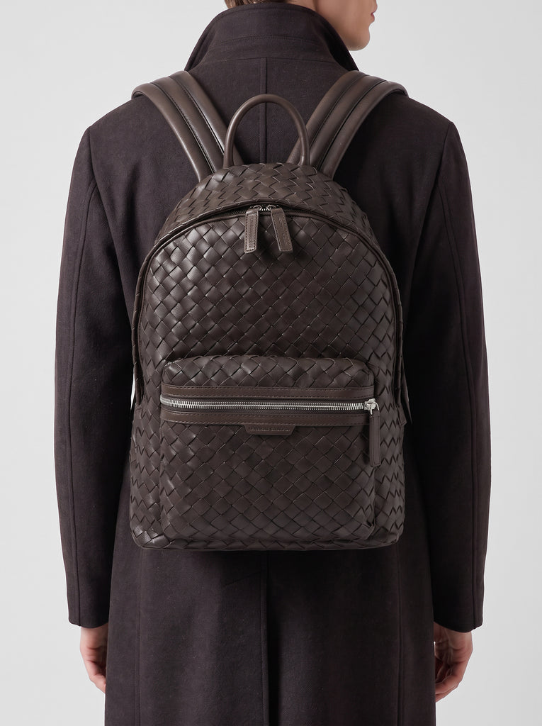ARMOR 04 - Brown Woven Leather Backpack-hover