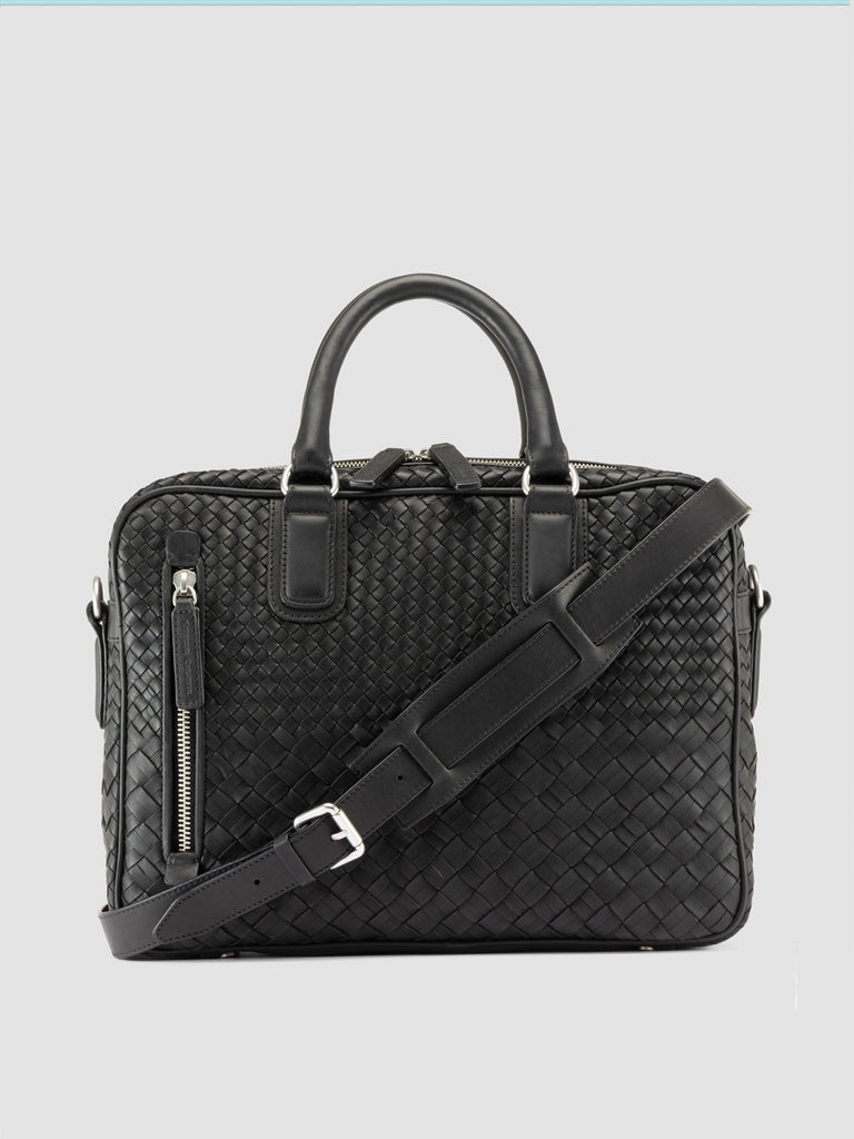 ARMOR 011 - Black Woven Leather Bag