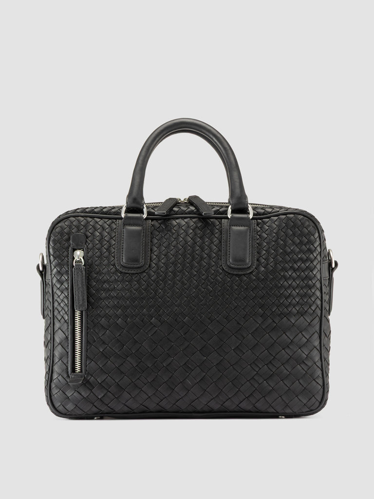 ARMOR 011 - Black Woven Leather Bag