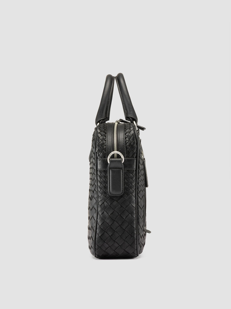 ARMOR 011 - Black Woven Leather Bag