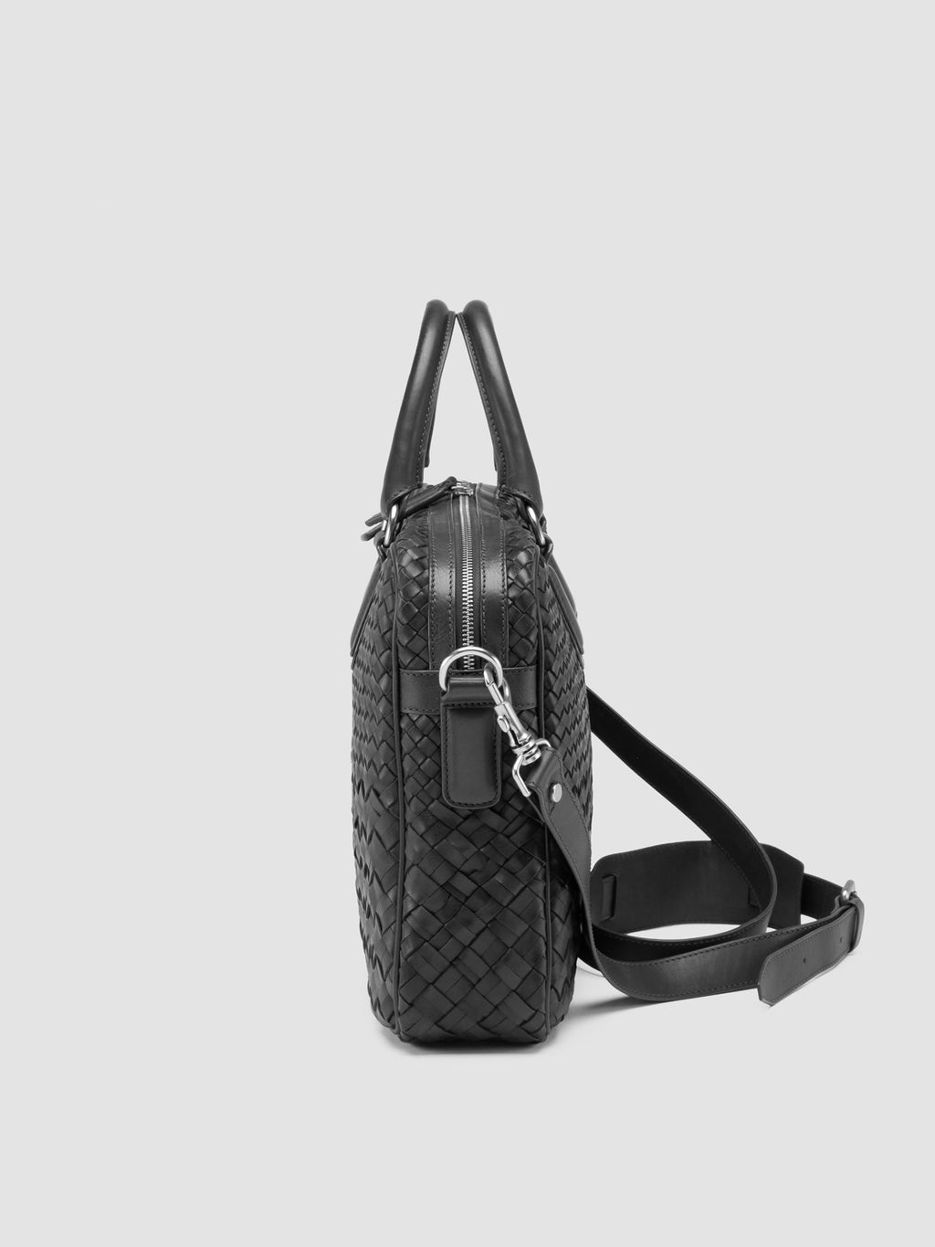 ARMOR 011 - Black Woven Leather Bag - image 5,side view