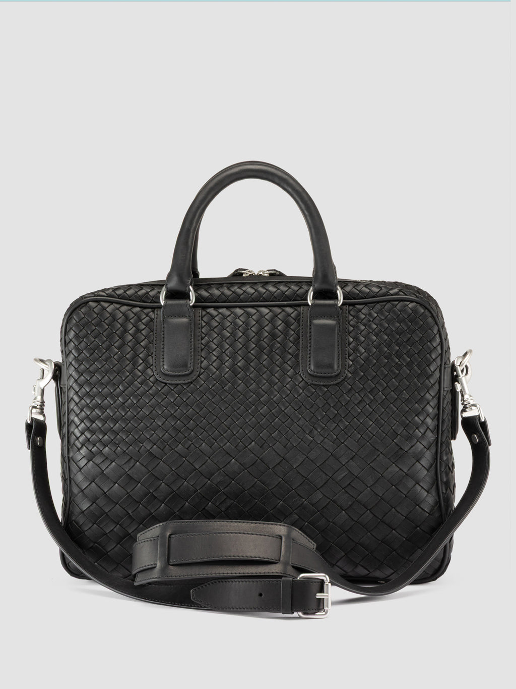 ARMOR 011 - Black Woven Leather Bag - image 6,side view