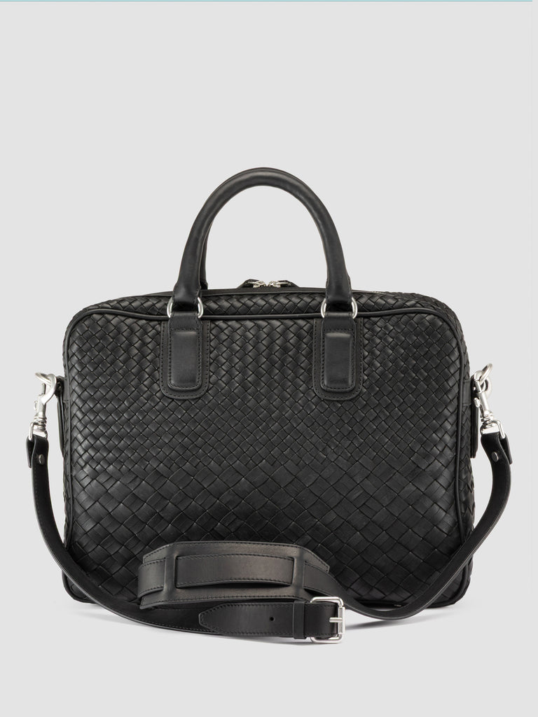 ARMOR 011 - Black Woven Leather Bag
