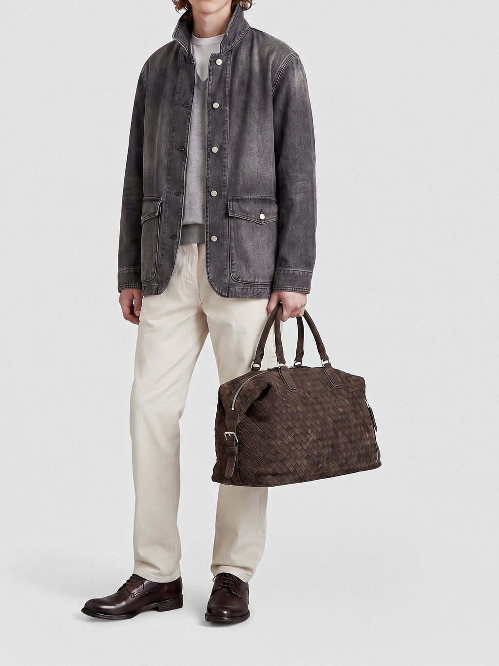 ARMOR 019 - Brown Leather Travel Bag - image 2,side view