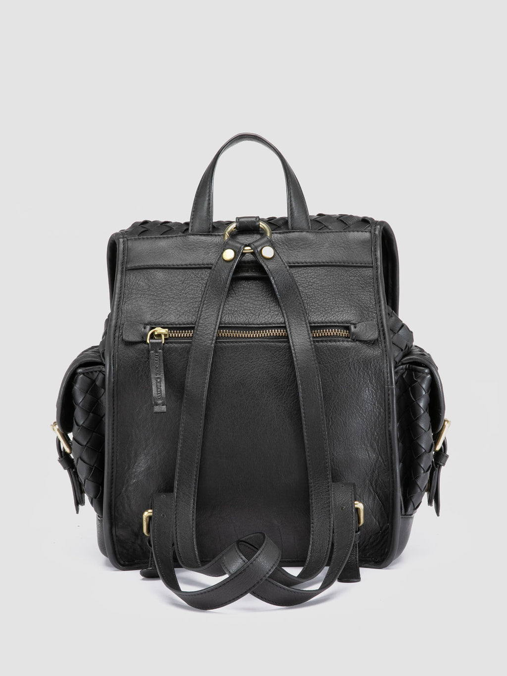 AURA 004 - Schwarzer Lederrucksack - image 4,side view