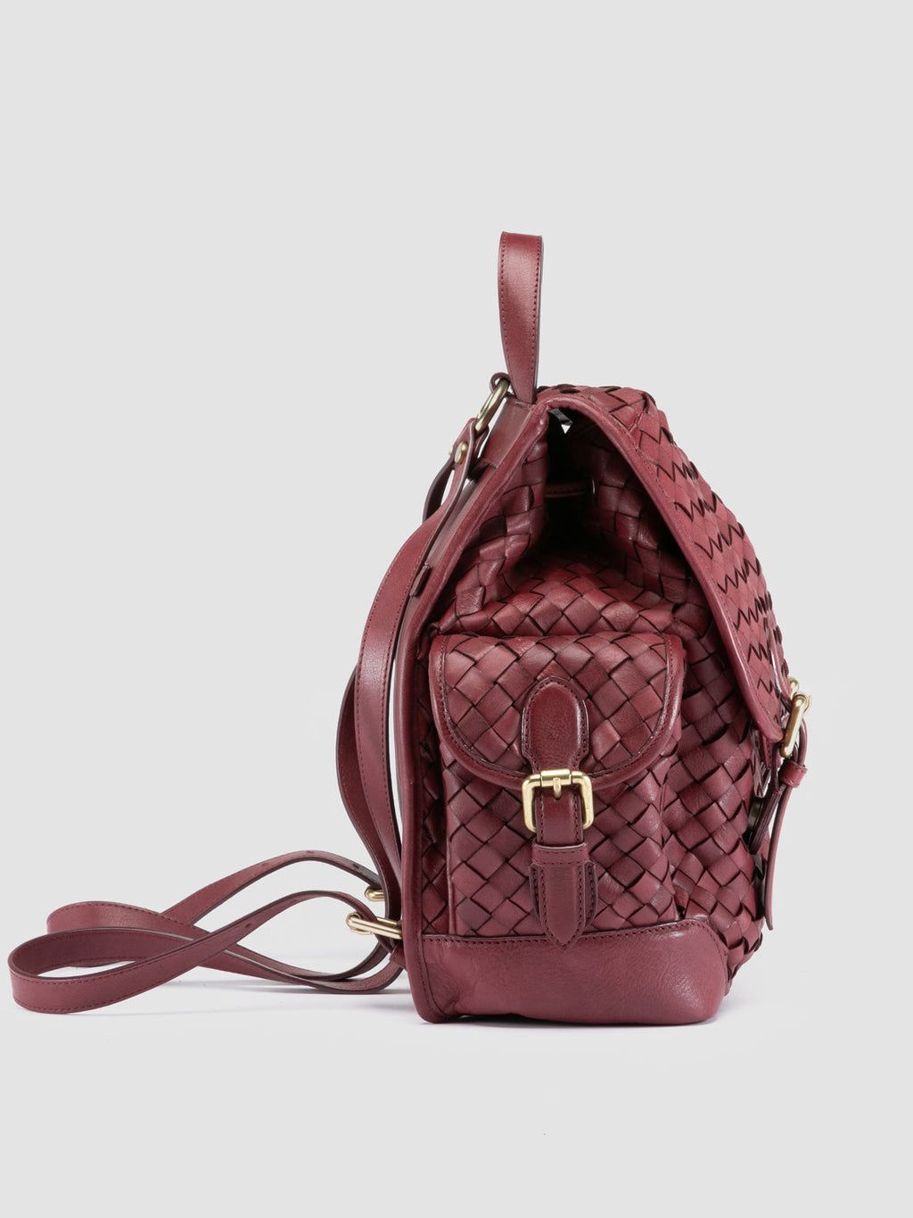AURA 004 - Burgundy Leather Backpack - image 3,side view