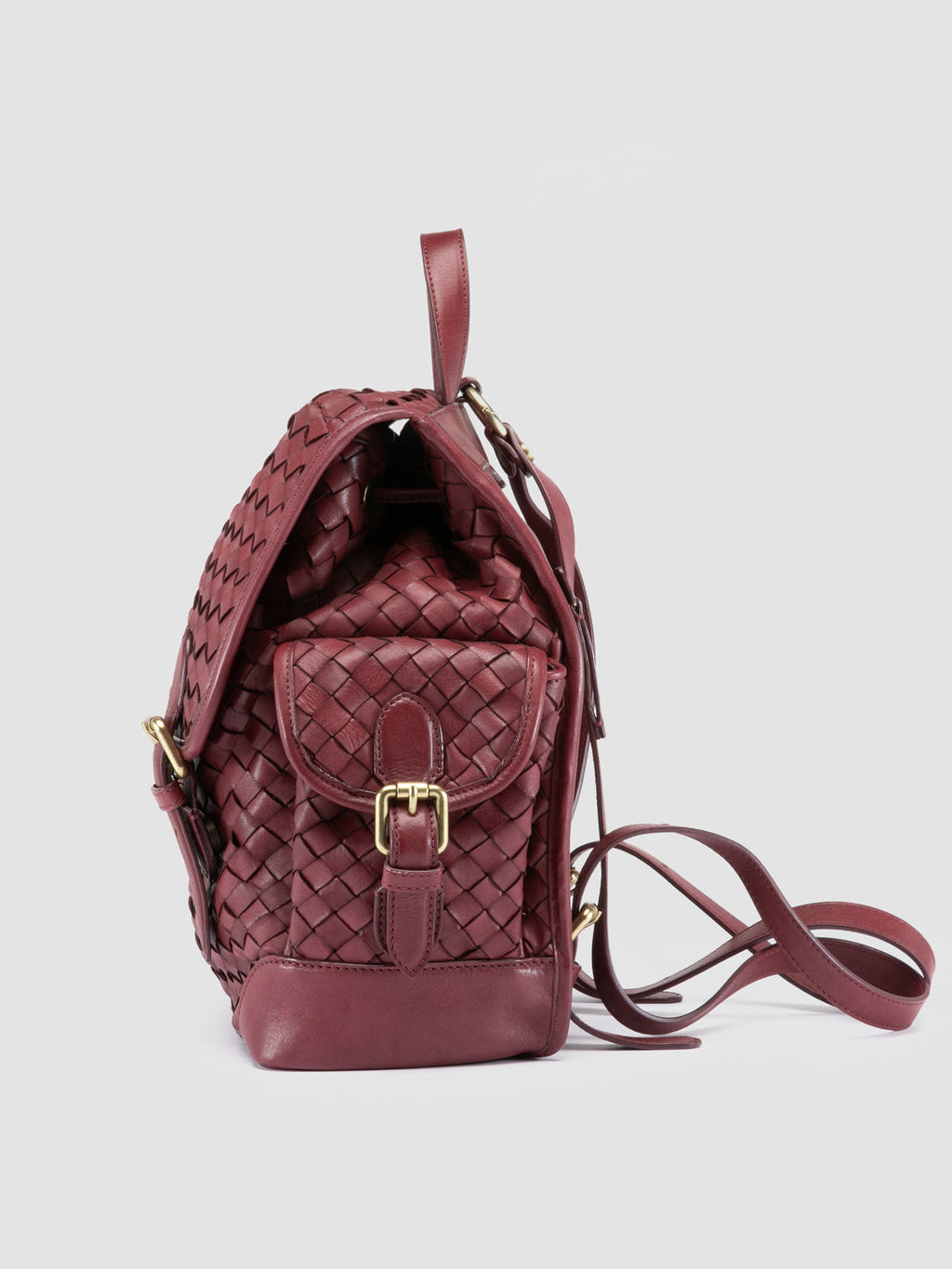 AURA 004 - Burgundy Leather Backpack - image 5,side view