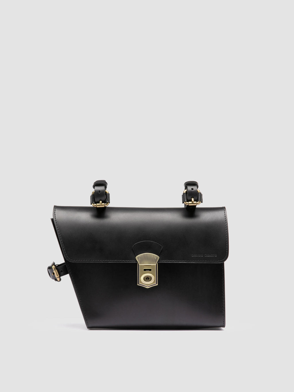 OC BIKE 001 - Schwarze Fahrradtasche aus Leder - image 1,side view