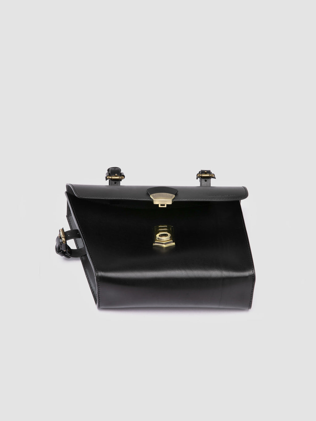 OC BIKE 001 - Schwarze Fahrradtasche aus Leder - image 6,side view