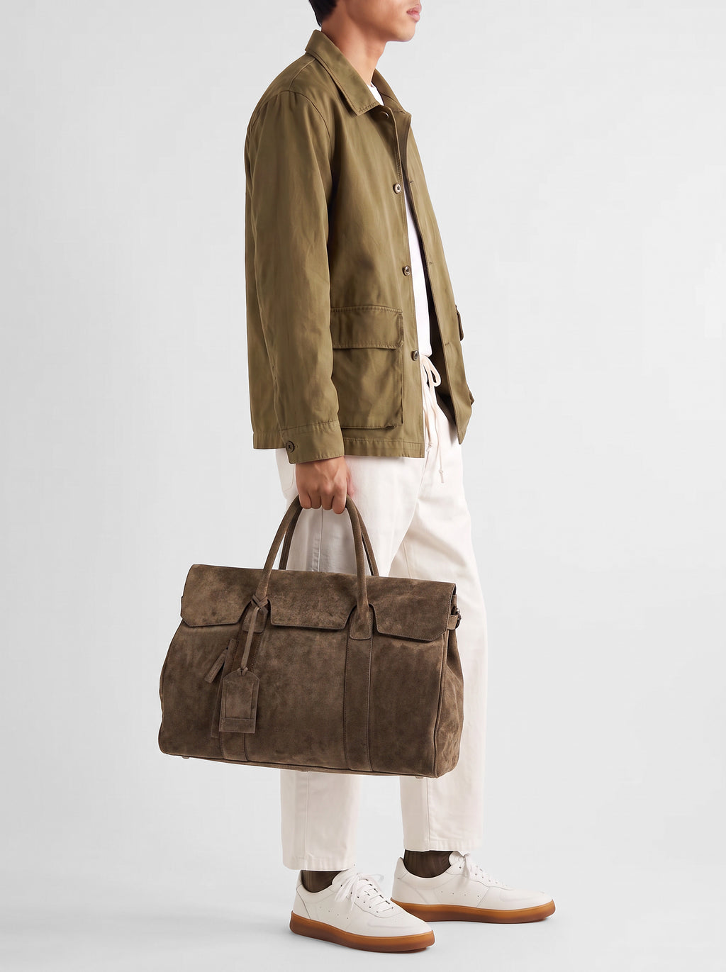 BOSTONIAN 001 - Brown Suede Travel Bag - image 2,side view