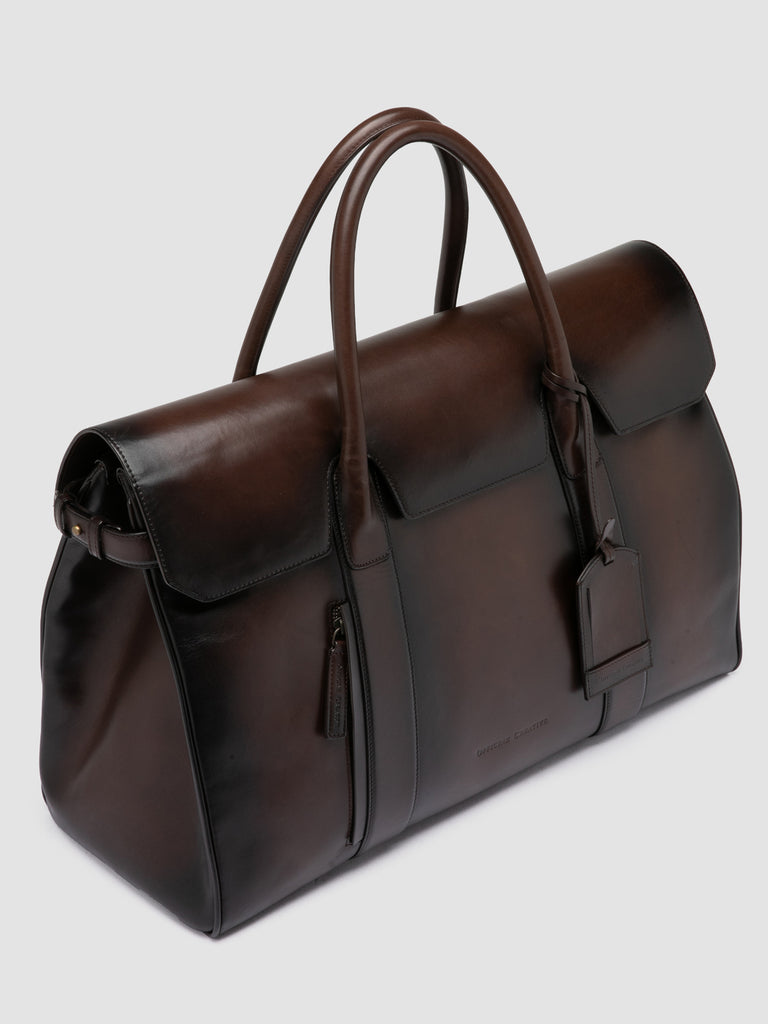 BOSTONIAN 001 - Brown Leather Travel Bag-hover