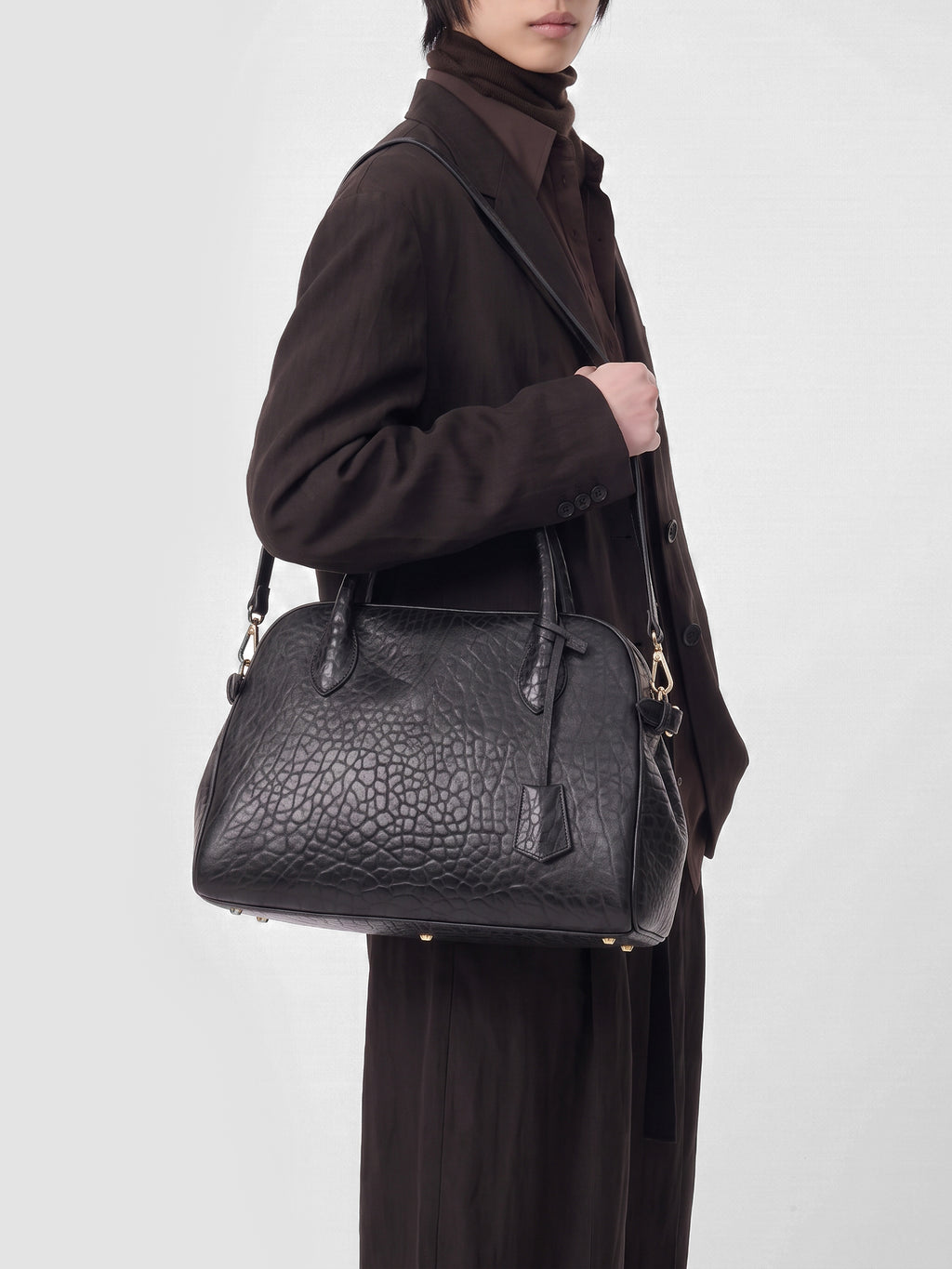 BOWLER 006 - Black Leather Shoulder Bag