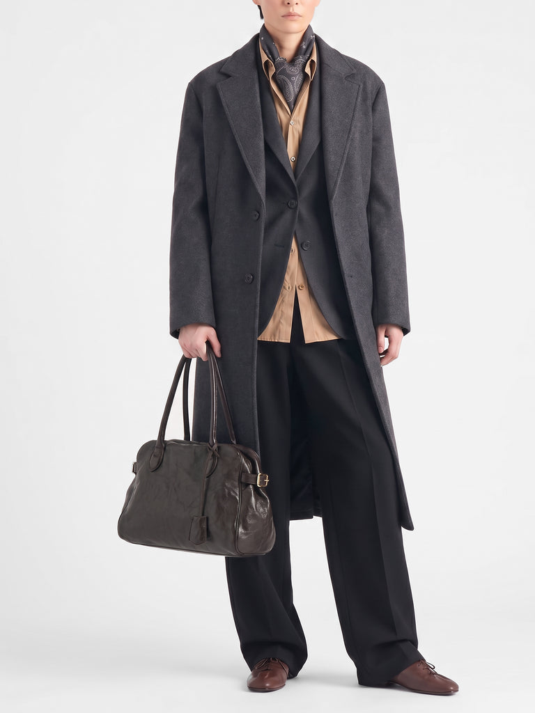 BOWLER 006 - Brown Leather Shoulder Bag-hover
