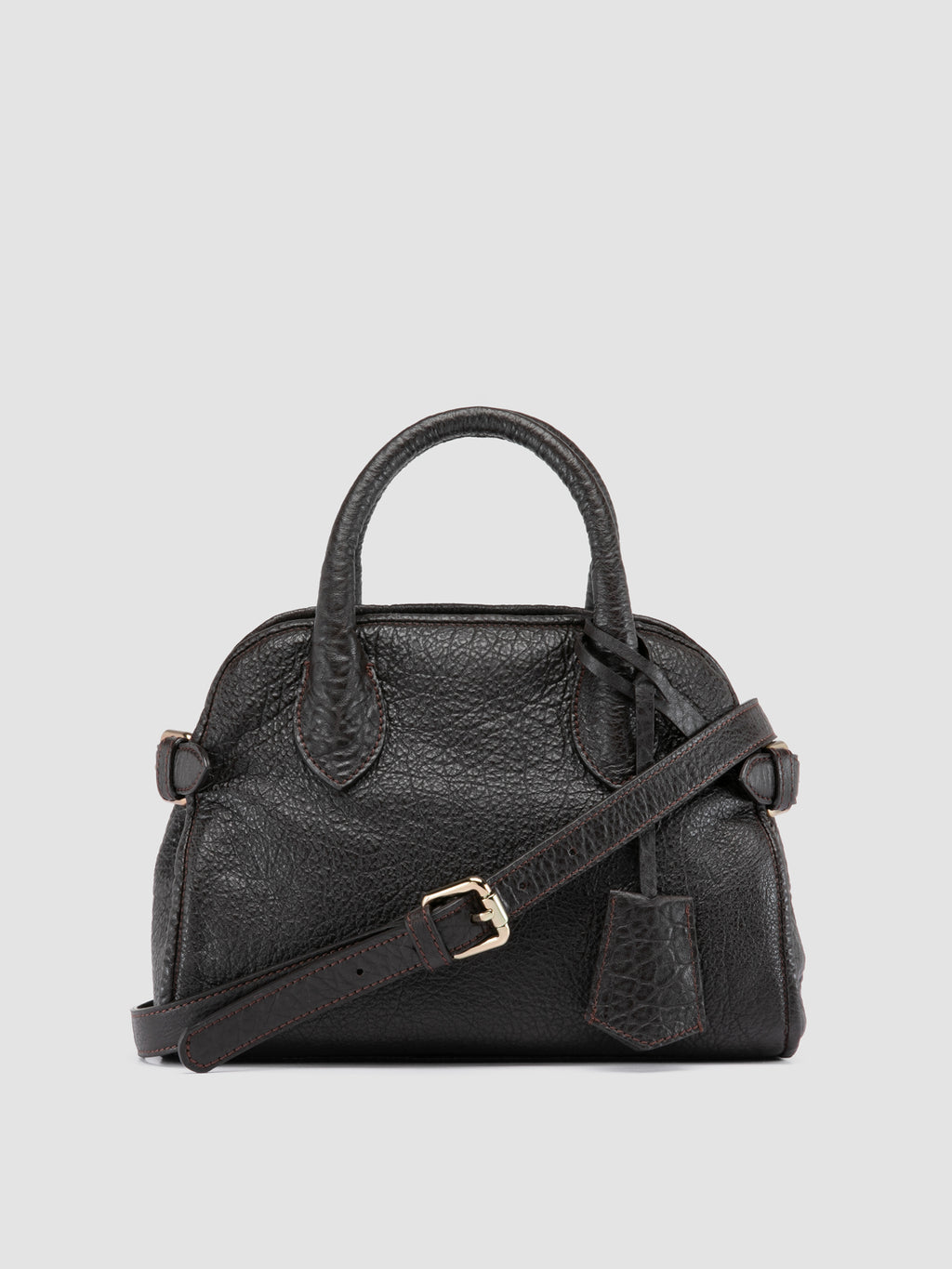 BOWLER 007 - Brown Leather Shoulder Bags - image 1,side view