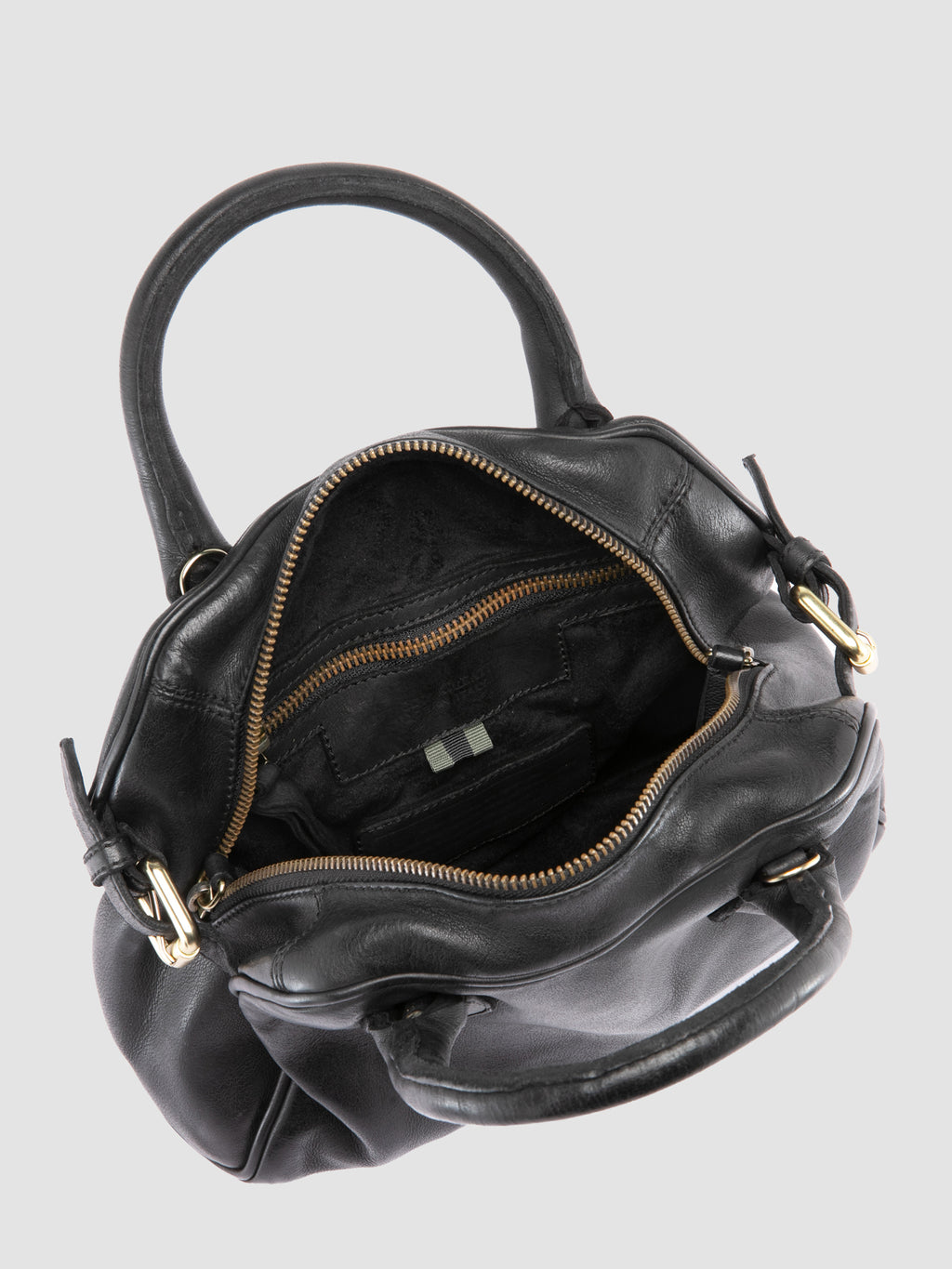 BOWLER 007 - Black Leather Shoulder Bags - image 7,side view