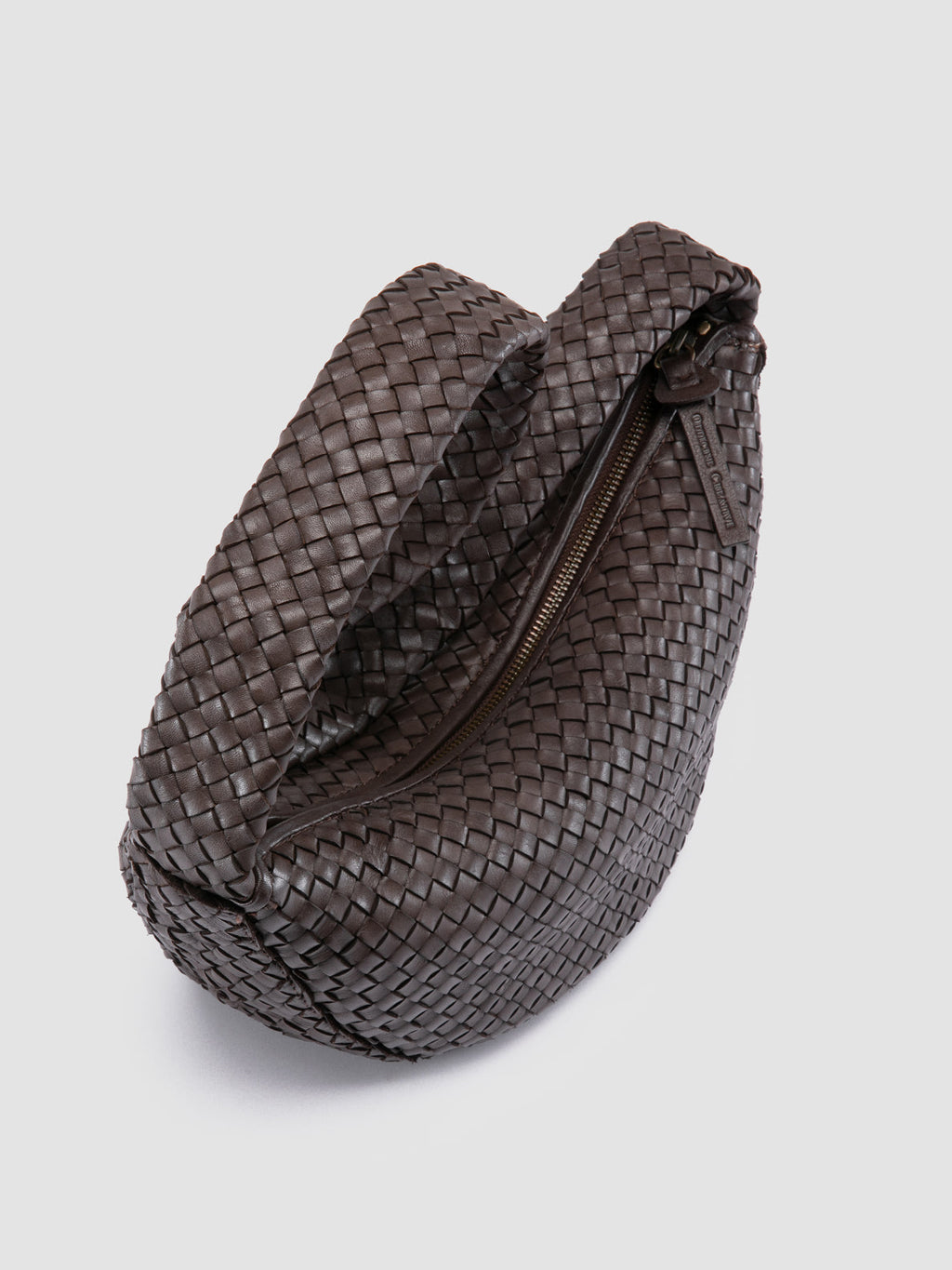 OC CLASS 068 - Brown Woven Leather Crossbody Bag - image 2,side view