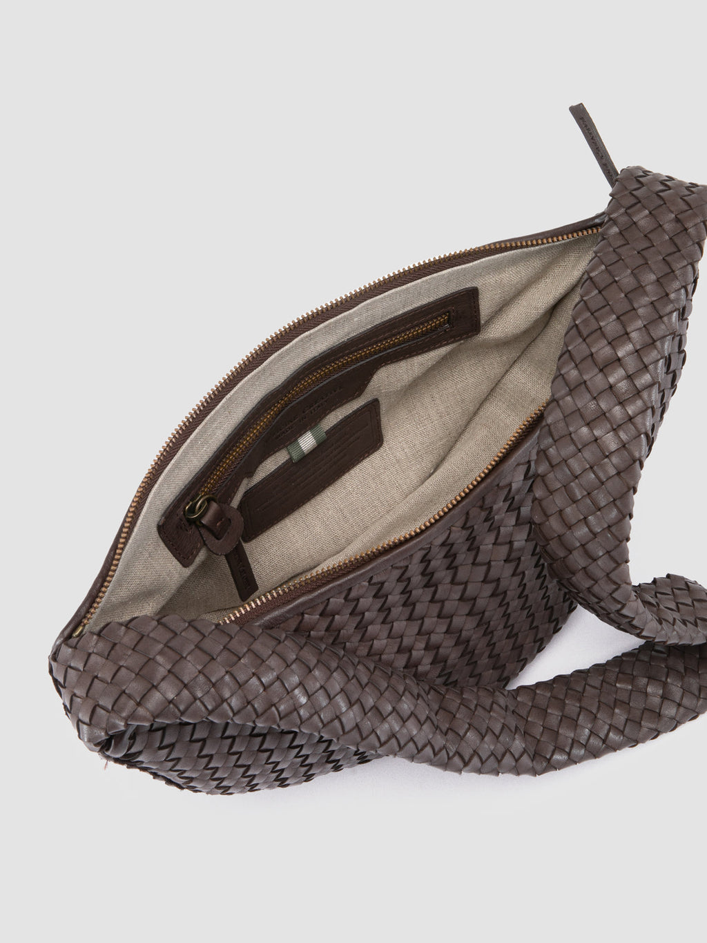 OC CLASS 068 - Brown Woven Leather Crossbody Bag - image 6,side view