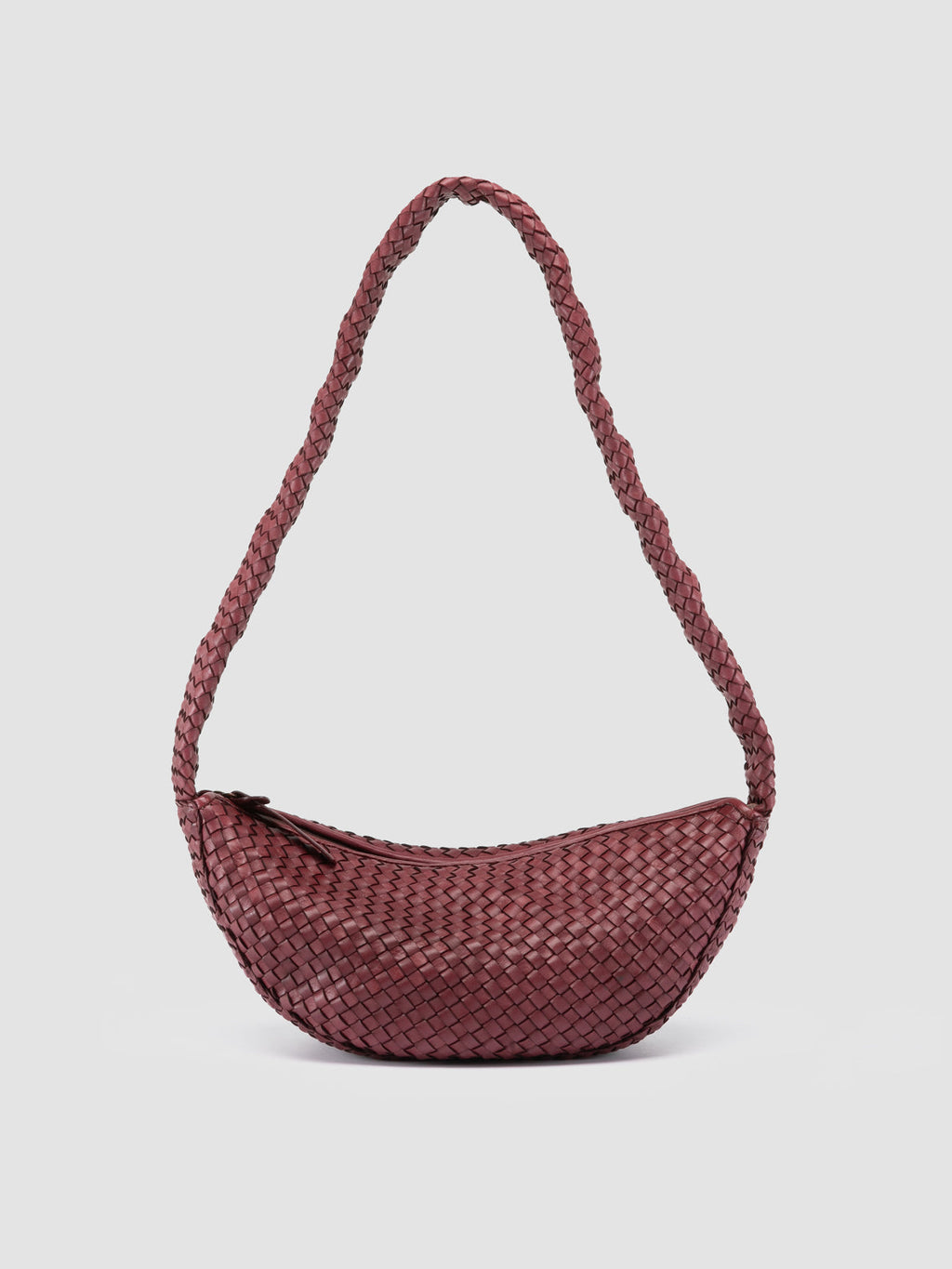 OC CLASS 068 - Burgundy Woven Leather Crossbody Bag - image 1,side view