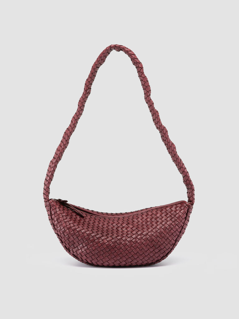OC CLASS 068 - Burgundy Woven Leather Crossbody Bag