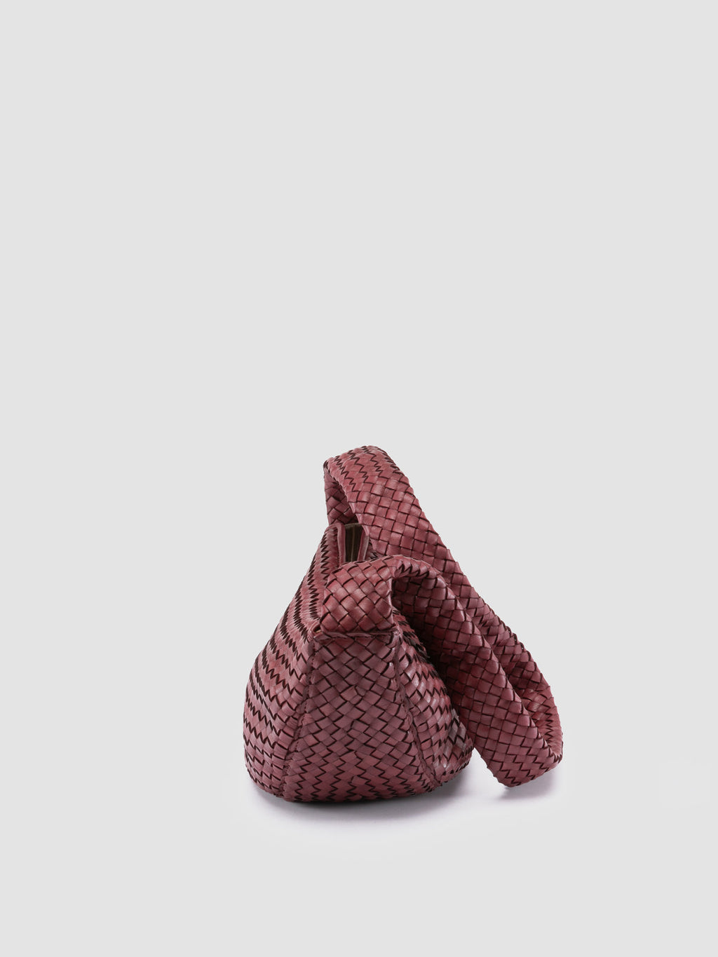 OC CLASS 068 - Burgundy Woven Leather Crossbody Bag - image 5,side view