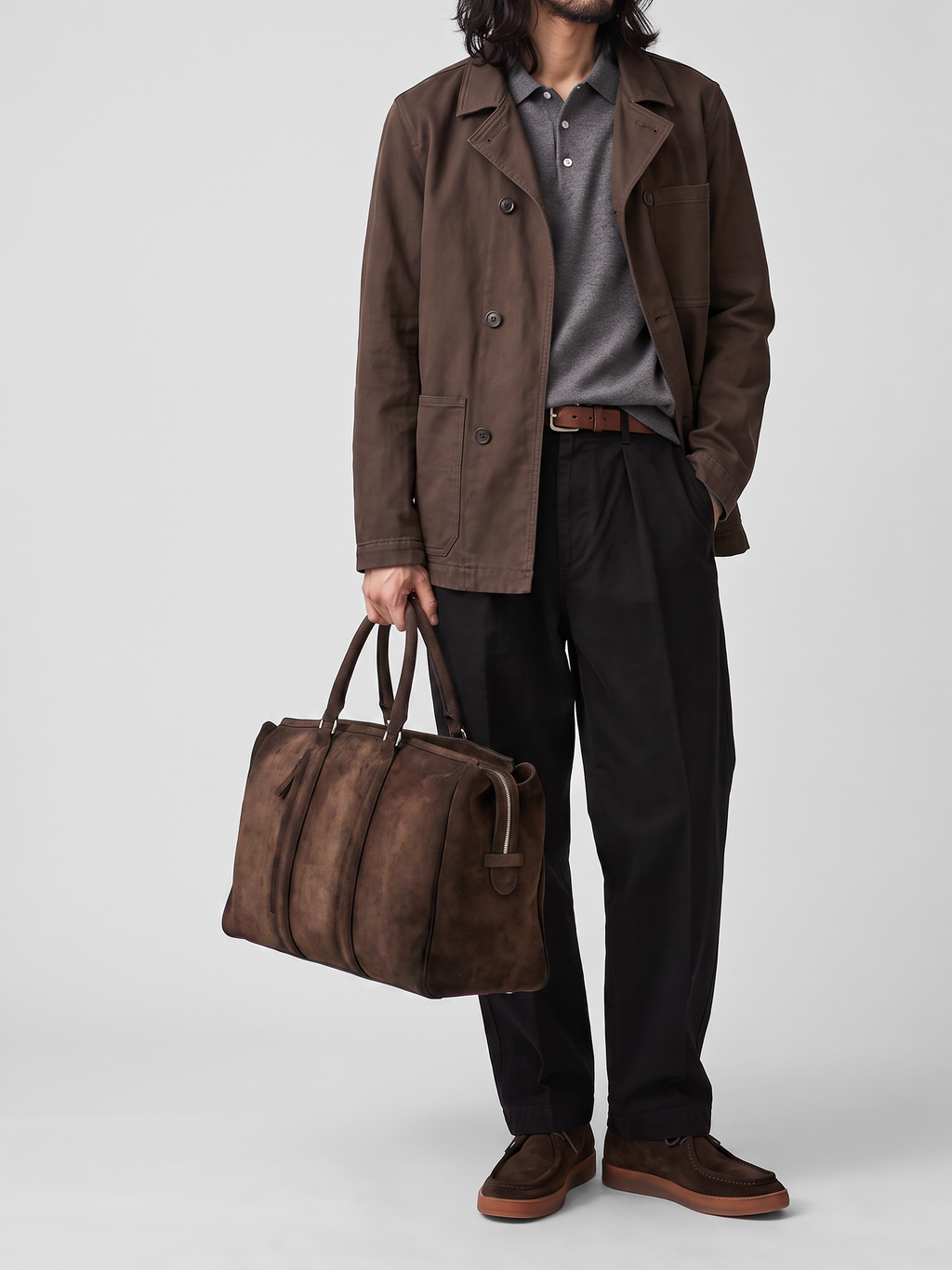 QUENTIN 009 - Brown Suede Bag - image 2,side view