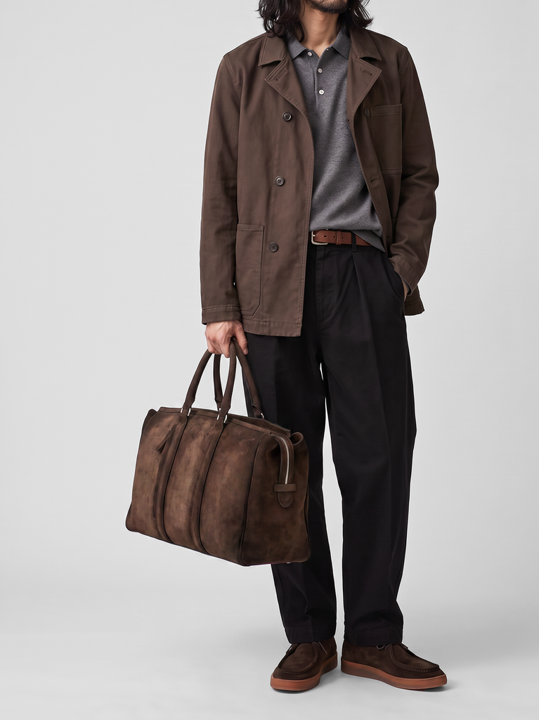 QUENTIN 009 - Brown Suede Bag-hover