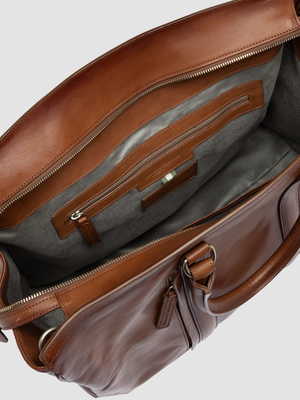 QUENTIN 009 - Brown Leather Bag - image 7,side view