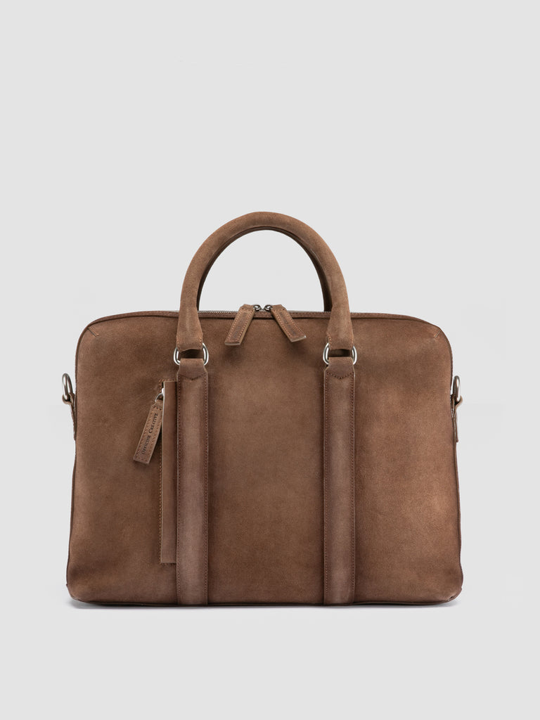 QUENTIN 019 - Brown Suede Briefcase