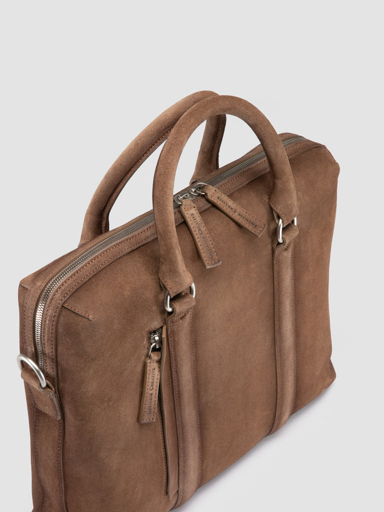 QUENTIN 019 - Brown Suede Briefcase