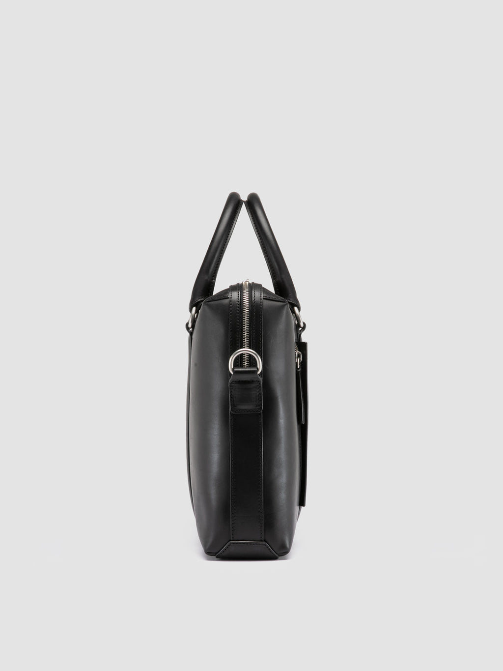 QUENTIN 019 - Schwarze Aktentasche aus Leder - image 3,side view