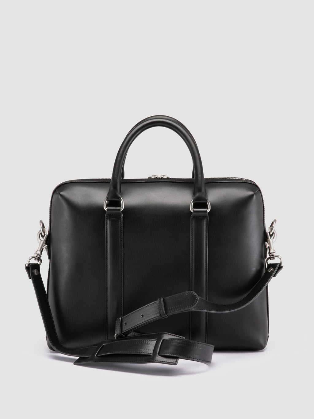 QUENTIN 019 - Schwarze Aktentasche aus Leder - image 4,side view