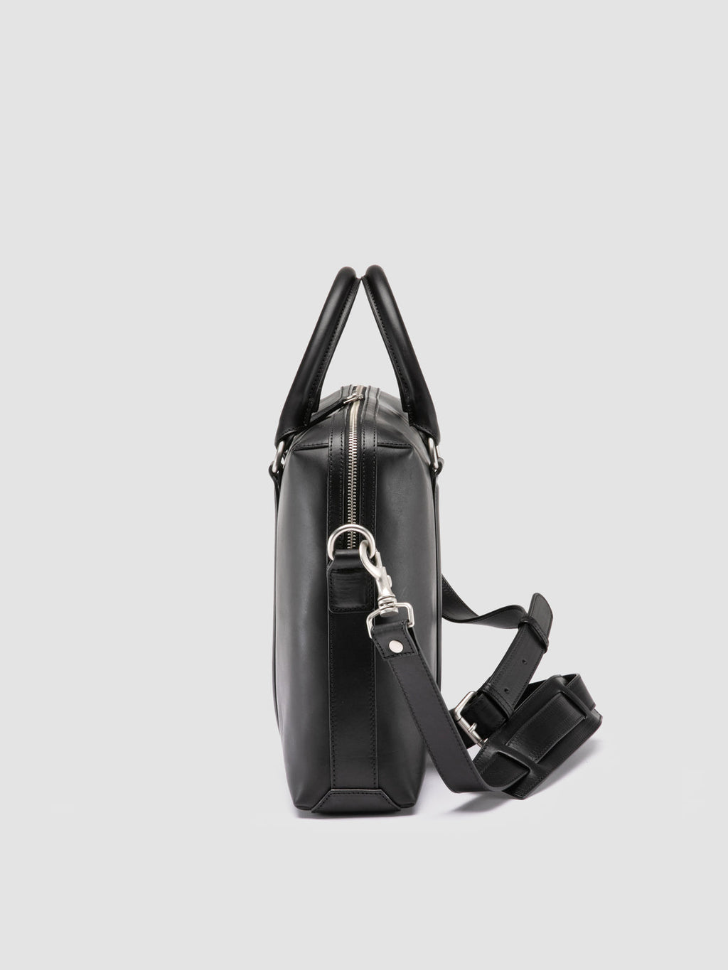 QUENTIN 019 - Schwarze Aktentasche aus Leder - image 5,side view