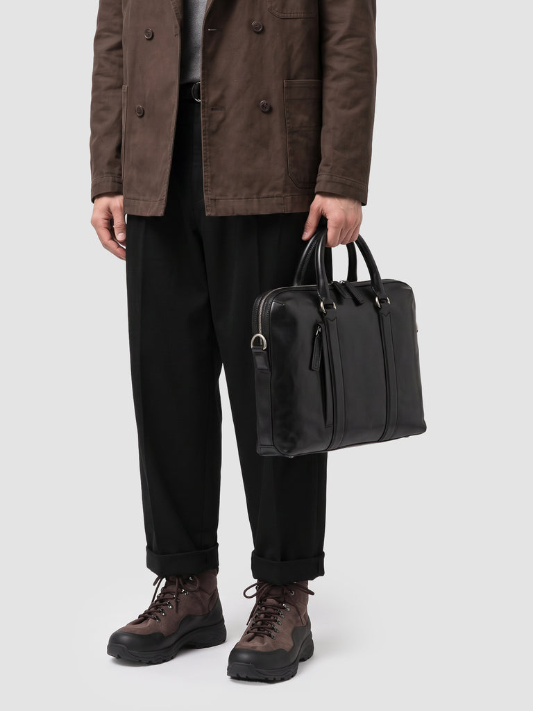 QUENTIN 019 - Black Leather Briefcase-hover