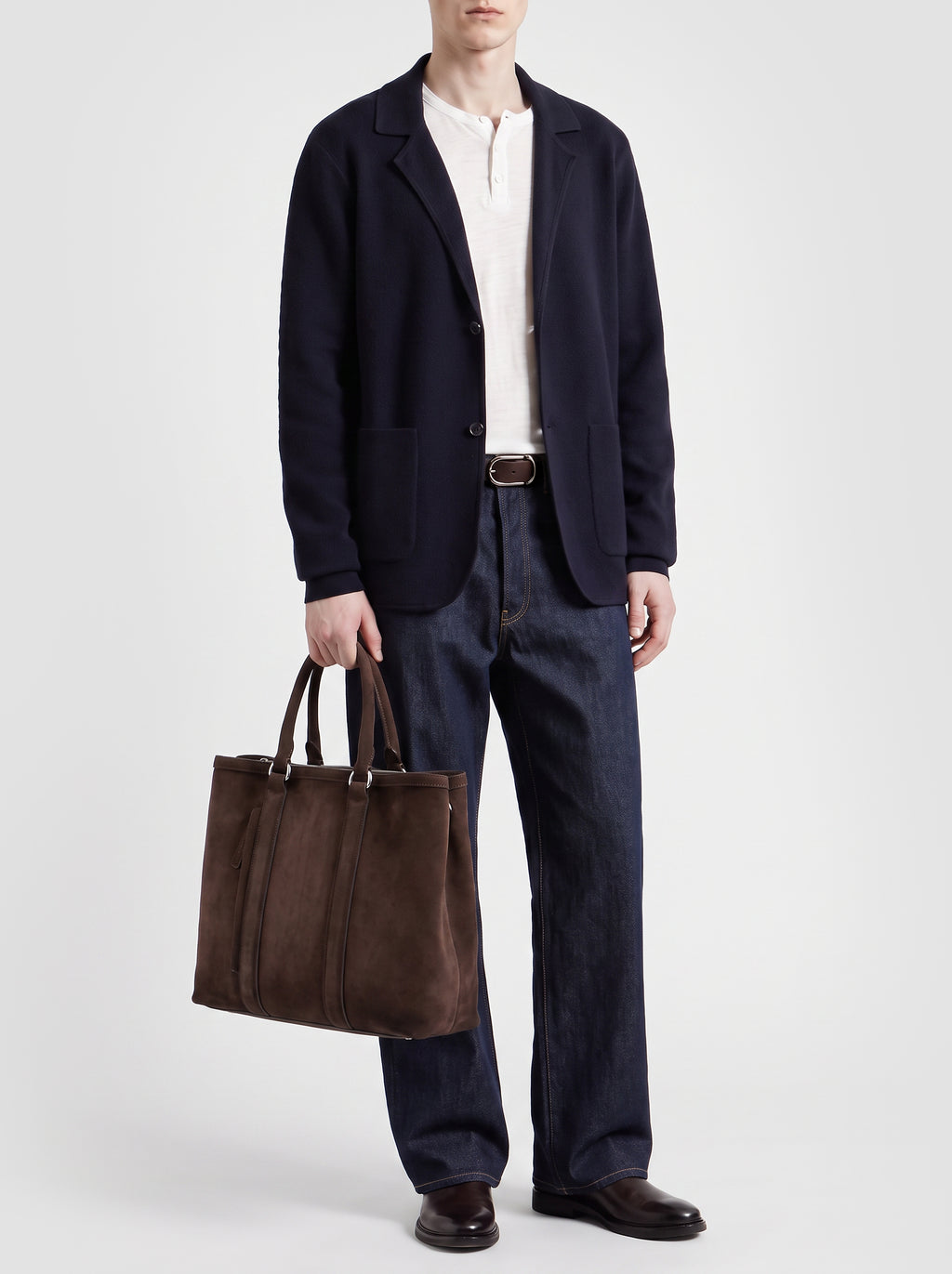QUENTIN 021 - Brown Suede Briefcase - image 2,side view